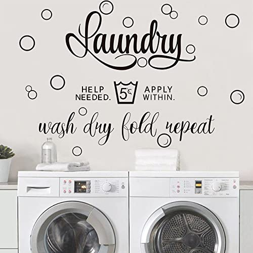 Runtoo Wandtattoo Waschküche Groß Wandsticker Waschen Zitaten Kunstschildern Wandaufkleber Badezimmer Laundry Wanddeko