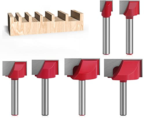 BIGP Set di 6 Fresa per la Pulizia del Fondo, con codolo da 6 mm, per la lavorazione del legno, punte da 10/16/20/22/30/32 mm