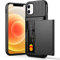 Aolcev for iPhone 12/12 Pro Case with Card Holder Wallet Case Anti-Scratch Hard PC Back Soft TPU Bumper Shockproof Case Heavy Duty Protective Phone Case Cover for iPhone 12/12 Pro 6.1 inch-Black