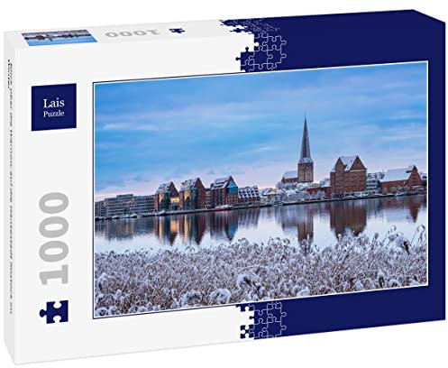 Lais Puzzle Blick über die Warnow auf die Hansestadt Rostock im Winter 1000 Teile