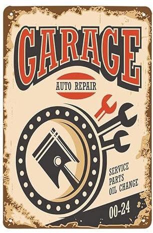 ABCDEFG - Plaque métallique rétro pour atelier de réparation automobile, affiche, outils de réparation automobile, accessoires de décoration, garage, décoration vintage pour la maison, 20 x 30 cm