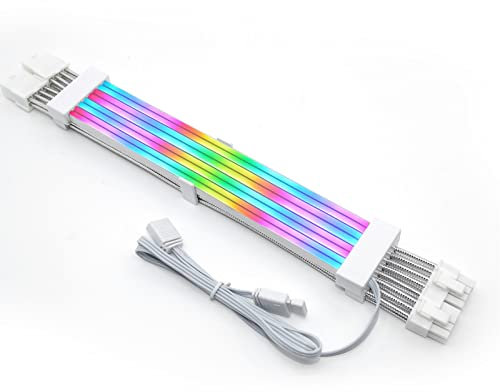 Ciciglow ARGB Power Extension Cable - 5V 18AWG Flexible ARGB PSU Cable with Multiple Color Modes for Desktop Computers (Double 8PIN Graphics Card)