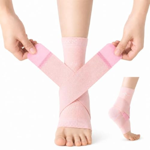 ABIRAM Ankle Brace Compression Sleeve with Adjustable Support Strap | Adjustable Compression Support for Ankle Stability, Achilles Support, Running, Football, Walking & Gym