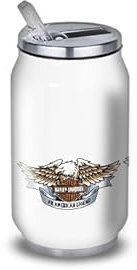 Trinkflasche aus Aluminium – Edelstahl (Thermoskanne 24 Stunden), wiederverwendbar, 330 ml bis 750 ml, Hommage moto, kompatibel mit moto Harley Davidson Adler (Edelstahl, Dose S, 330 ml)