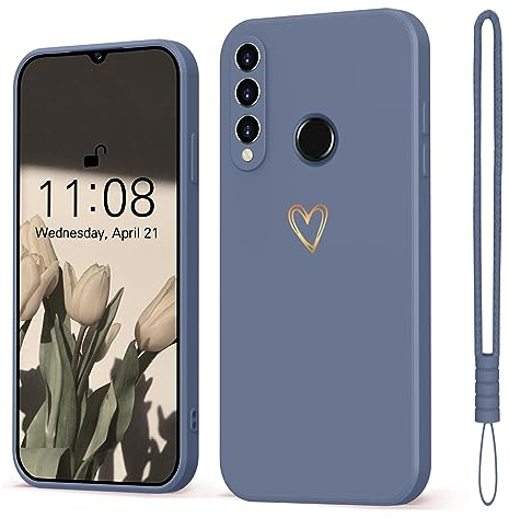 Mitetabo für Handyhülle Huawei P30 Lite Hülle P30 Lite New Edition Gold Liebesherz,Mädchen Case Weich Silikon Slim Stoßfest Kratzfeste Süßes Gold Love Schutzhülle für Huawei P30 Lite Grau