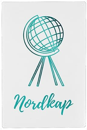 artboxONE Metall-Poster 20x30 cm Natur Nordkap Polarlichter Globus von Künstler JulimaltdieWelt