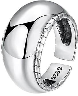 Massiver 925 Sterling Silber Kuppel Ring für Herren Damen Offen Verstellbar