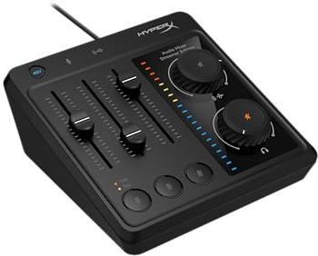 HyperX Audio Mixer – USB-C Audio-Interface mit XLR-/TRS-Kombibuchse, 3,5-mm-Eingang, 24-Bit/96 kHz Aufnahmequalität, 48 V Phantompower, Schwarz