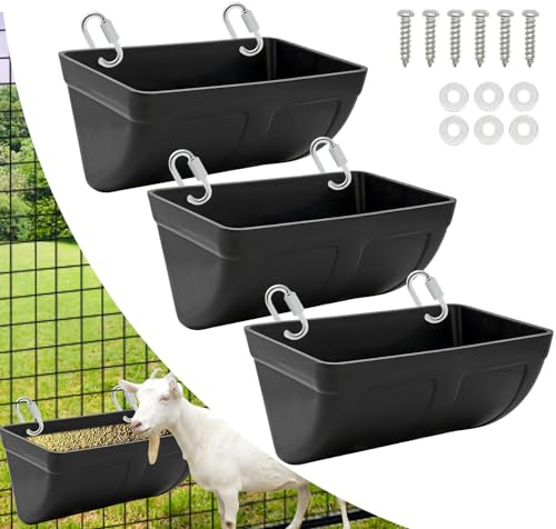 3 Stück hängende Hühner-Futtertrog mit Clips, Ziegenfutterspender, Zaun-Futtertrog mit Schrauben und Kabelbindern für Ziege, Schaf, Hirsch, Geflügel, Ente