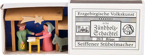 Erzgebirge Palast Seiffener Stübelmacher Zündholzschachtel Krippe - 3,8 cm