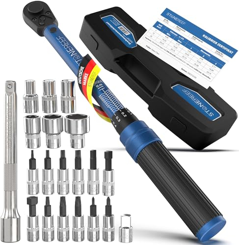 STONE REEF Drehmomentschlüssel [21tlg inkl. ] Einrastender 1/4 Zoll 1-25 nm - Wrench Set für Fahrrad 1-25 nm torque Ratschenset