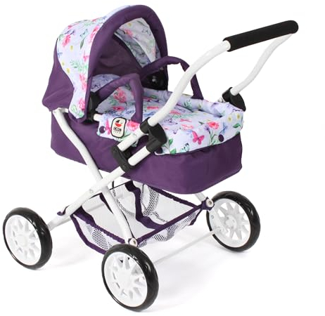 Bayer Chic 2000 - Puppenwagen Smarty, Kleiner Kinderpuppenwagen für Kinder ab 2 Jahren, Flowers, lila