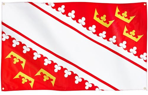 Runesol Drapeau Alsace, 91x152cm, 3ft x 5ft, 4 œillets, œillet dans chaque coin, Grand Est, alsacien, drapeaux de qualité supérieure, intérieur, extérieur, couleurs vives
