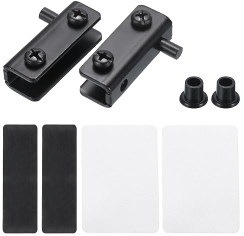 sourcing map Adjustable Glass Door Hinges Clamp, 1 Pair Iron Cabinet Glass Door Pivot Hinge Clip for 3-5mm Thickness Glass, Black 40x12x15mm