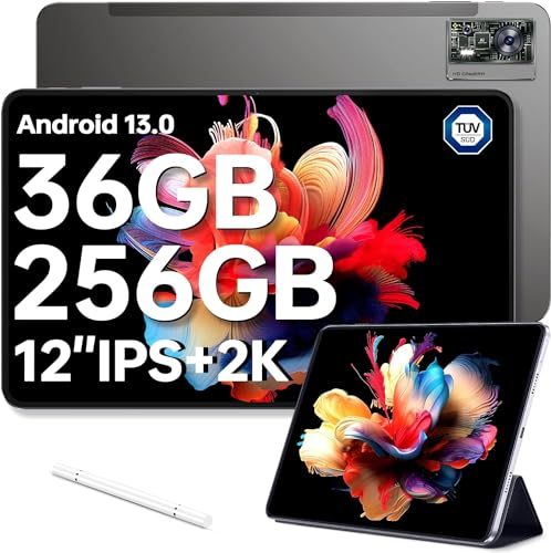 OUKITEL OT5 Tablet 12 Zoll 256GB 11000mAh Akku 2K IPS Bildschirm Helio G99 Prozessor 16+5MP Kameras Android 13 Dual SIM 5G WiFi OTG GPS (Schwarz)