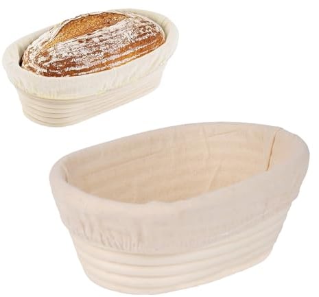 Oval Bread Proofing Basket,Natural Rattan Sourdough Proofing Basket,Bread Dough Proofing Rising Rattan Basket & Liner For Professional & Home Bakers