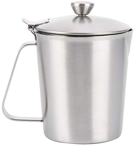 Milk Frothing Pitcher - Stainless Steel Milk Frothing Pitcher - Premium 304 Stainless Steel - With a Dust Cover Design - Double Scale Marking - For Home Cafe Bar Restaurant Hotel (1000ml with cap)