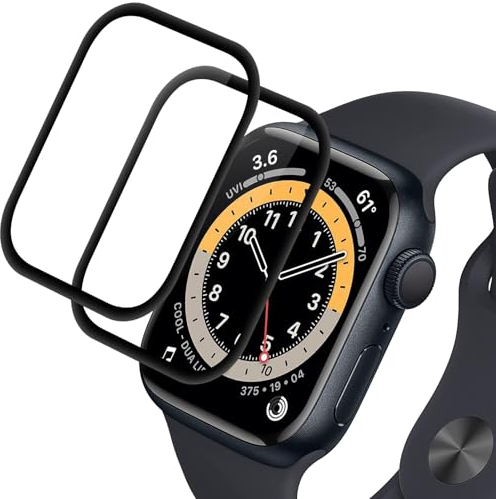 Supershieldz Protector de pantalla de cristal para Apple Watch Series 6/5/4/SE, 44 mm, protector de pantalla 3D, antiburbujas, dureza 9H, 2 unidades