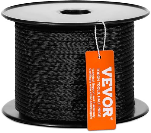 VEVOR Corde en Nylon tressé, 5 mm x 76,2 m, Corde d'escalade en Plein air, 32 brins, résistance à la Rupture de 3,20 KN, Corde de gréement d'arboriste pour randonnée, Camping, balançoire, Sauvetage