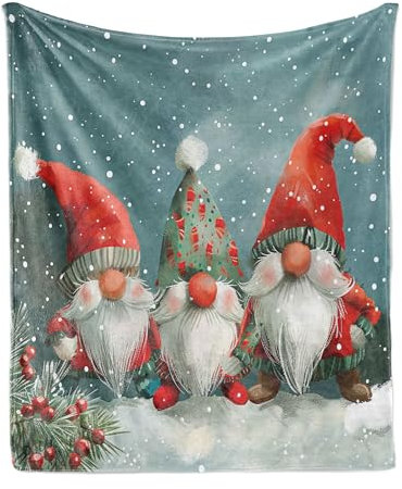 ABAKUHAUS Weihnachten Weich Flanell Fleece Decke, Weihnachts-Elfen-Wichtel-Druck, Gemütlicher Plüsch Decke Werfen, 175 x 230 cm, Zinnoberrot Blau grau Grau
