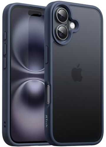 JETech Matte Case for iPhone 16 6.1-Inch, Shockproof Military Grade Drop Protection, Frosted Translucent Back Phone Cover, Anti-Fingerprint (Storm Blue)