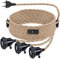 Kit de Suspension en Corde de Chanvre - Douille Avec Prise et Interrupteur - Câble Vintage E27 - 3 Ampoules Incluses - Suspension Rétro DIY pour Salle à Manger et Maison