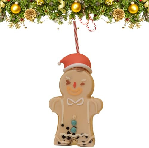 Satiskid Tazze di Natale da 652 g di Natale Mason Jar tazze tazze da caffè lattina di birra in vetro con coperchio e cannuccia Bicchiere di pan di zenzero di Natale Bere Decorazioni per la casa