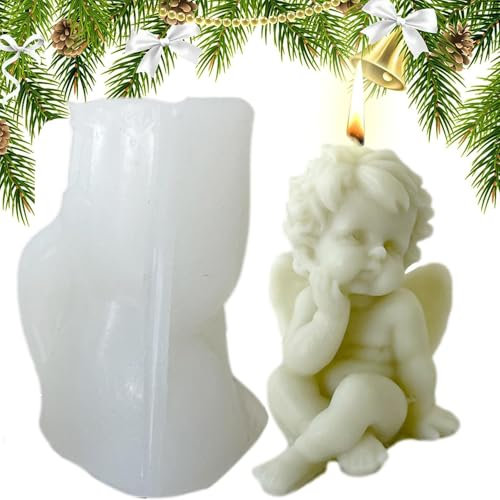 Stampo per torta angelo | Stampo in silicone per la produzione di sapone | Stampo per candele angioletto, stampo per torta di caramelle al cioccolato fondente fai-da-te, stampo per sapone, stampo a
