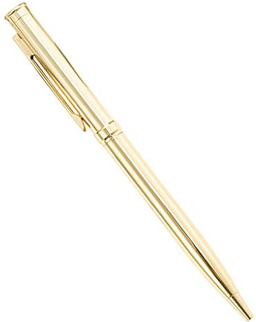 Itkcozcg Bürobedarf, luxuriöser Metall-Kugelschreiber, Drehbewegung, tragbarer nachfüllbarer Kugelschreiber für Business, Galvanisiertes Gold, 13.5*1cm, Bürobedarf