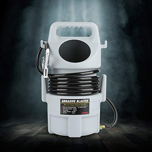 Portable Sand Blaster Kit, Wear Resistant Aluminum Alloy, Efficiently Remove, Paint, for Small & Medium Operations, Come with, 15 Ft Hose & 50 Lb Hopper, Use Steel Grit,
