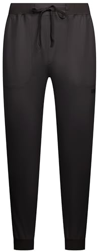 DLX Mens Active Jogging Bottoms Sweatpants Tusk - Workout Tracksuit Bottoms with Ribbed Cuffs, Men's Gym Joggers with Pockets, Sports Activewear Black