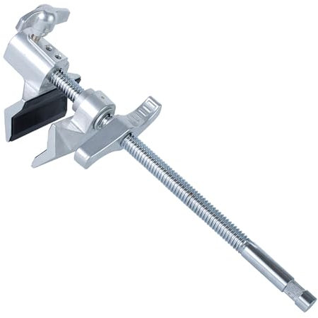 End Jaw Grip, Steel Shaft End Pipe Grip Clamp, with 5/8 Stud, Adjustable Aluminum Jaws, Rubber Pads, Spin Handle, for Mounting Photography Video Light, Ring Light