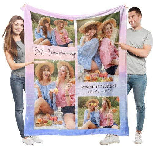 Easycosy Personalisierte Decke mit Foto aus 280g/m² Flanell, dickere Foto Decke selbst gestalten Kuscheldecke Fotodecke - Personalisierte Geschenke für Frauen Männer Mama Papa Freundin Haustier