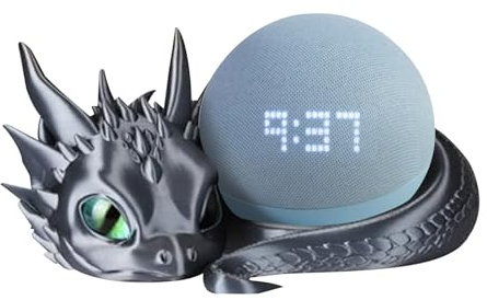 Supporto per drago stampato 3D per Echo Dot 4/5° generazione, supporto per altoparlante, supporto per decorazione domestica, stampa 3D innovativa per scrivania, posizionamento in ufficio (nero)