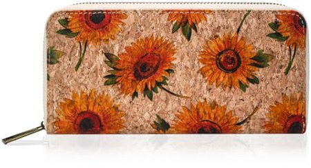 boshiho Kork Vegan Geldbörse, Kork Portemonnaie Damen mit Reißverschluss Lange Geldbeutel Große Kapazität Smartphone Clutch mit Kartenhalter Münzfach Vegan Geschenk (0015-#I)