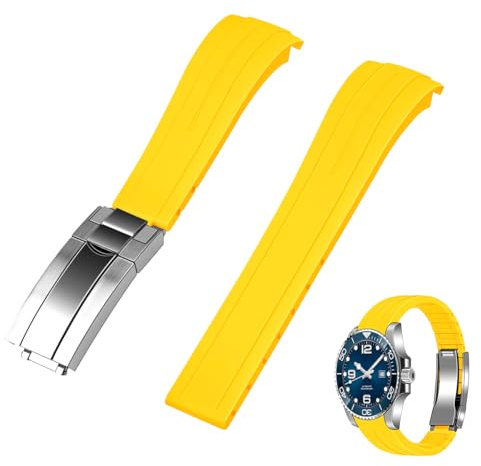 Kai Tian Bracelet de sport en silicone - 20 mm - 22 mm - Extrémités incurvées - Bracelet de montre en caoutchouc - Boucle en acier inoxydable - Pour hommes et femmes - Noir, bleu, rouge, blanc,