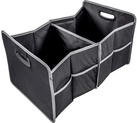 KaMel GmbH Kofferraum Organizer faltbar, stabile Kofferraumtasche, schwarz, ca. 55x30x33,5 cm, max. mit 9 kg belastbar, Faltbox, endlich Ordnung im Auto