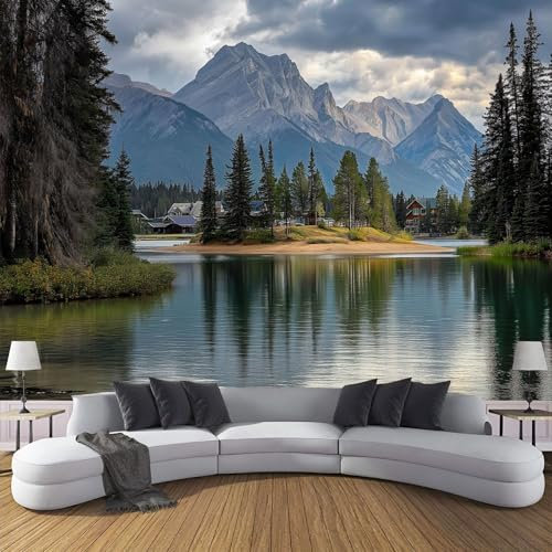 3D Fototapete Natur Tapete, Berge Dörfer Panorama-Tapete Für Wohnzimmer, Schlafzimmer, Kinderzimmer, Wanddekoration (396X280Cm (B×H)), Moderne Art Wandtapete