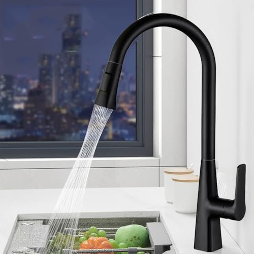 Kitchen Tap Mixer with Pull Out Spray with 360°Swivel Spray Head Kitchen Sink Mixer Taps Single Handle High Arc Faucet Bar Sink Tap