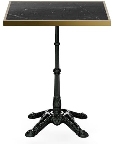 blumfeldt Bistrotisch Patras Lux – 60x60 cm Marmortisch, Jugendstil, Wetterfest, Dreibeinfuß, Gusseisen, Für Innen & Außen, Leicht zu Reinigen