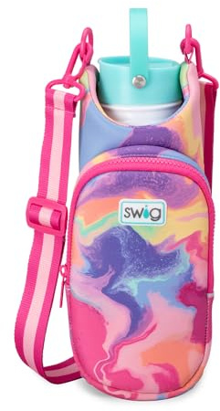 Swig Life Water Bottle Sling Bag, Water Bottle Holder with Adjustable Strap, Bottles Carrier Bag with Zippered Phone Pocket, Holds 36oz Bottles, Bottle Accessories (Candy Crush)
