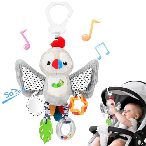 MPQMPQ Baby Spielzeug 0-6 Monate Hängendes Rasselspielzeug Baby Spielzeug,Autositze Kinderwagen Kinderbetten Plüsch Tier Aktivitäts Spielzeug Geschenk für Neugeborene 0 3 6 9 12 18 Monate(Papagei)