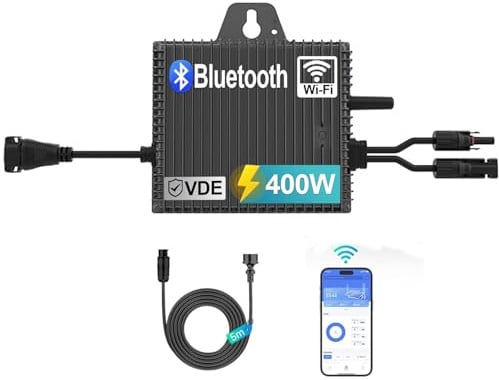 SUKFLOW Mikro Wechselrichter 400w, Solar PV Wechselrichter mit WLAN, IP67 wasserdicht, mit 5m AC Kabel für Balkonkraftwerk, integrierter MPPT， App Steuerung Plug Play