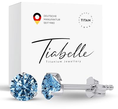 Tiabelle – Ohrstecker SINGLE STONE aus Titan mit funkelnden Swarovski® Zirconias – Ohrringe für Damen – allergenfrei & hautverträglich – Handmade in Germany