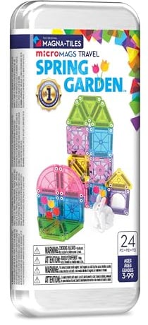 Magna-Tiles microMAGS 24-Piece Spring Garden Travel Set, The Original Magnetic Building Brand