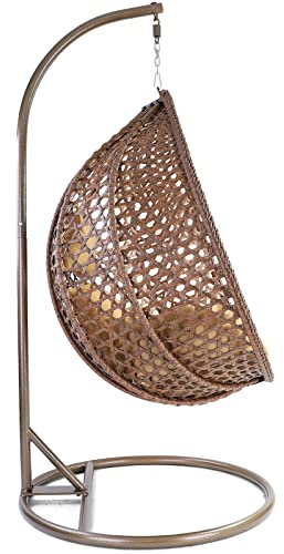 RAMROXX Luxus Hängesessel Style XXL Korb Gestell Braun mit Relaxkissen Braun