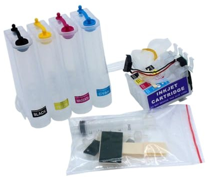 4Color 197 T1971 T1962 T1964 CISS con Chip de Arco Compatible con XP 204 211 214 401 411 201 WF-2532 XP211 XP401 XP201 de Suministro de Tinta Continua