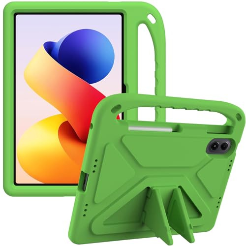YRH Funda para Redmi Pad 2 Pro de 12.1 2025, Funda Infantil (Verde) | Resistente a golpes, con asa y función de soporte, ligera, apta para niños e ideal para llevar a cualquier parte