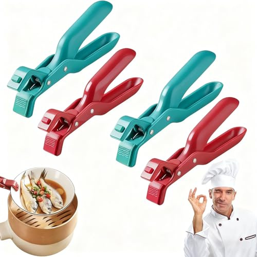 Multi-Purpose Anti-Scald Bowl Holder Clip, Silicone Non-Slip Heat Insulation Anti-Scald Clip, Multi-Function Anti-Scald Bowl Clip, Ergonomic Kitchen Tool for Microwave, Oven & Air Fryer (4pcs)