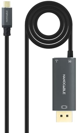 NANOCABLE 10.15.5012 USB-C auf DisplayPort V1.4 8K 60Hz und USB-C PD 100W, Aluminium, 1,8 m